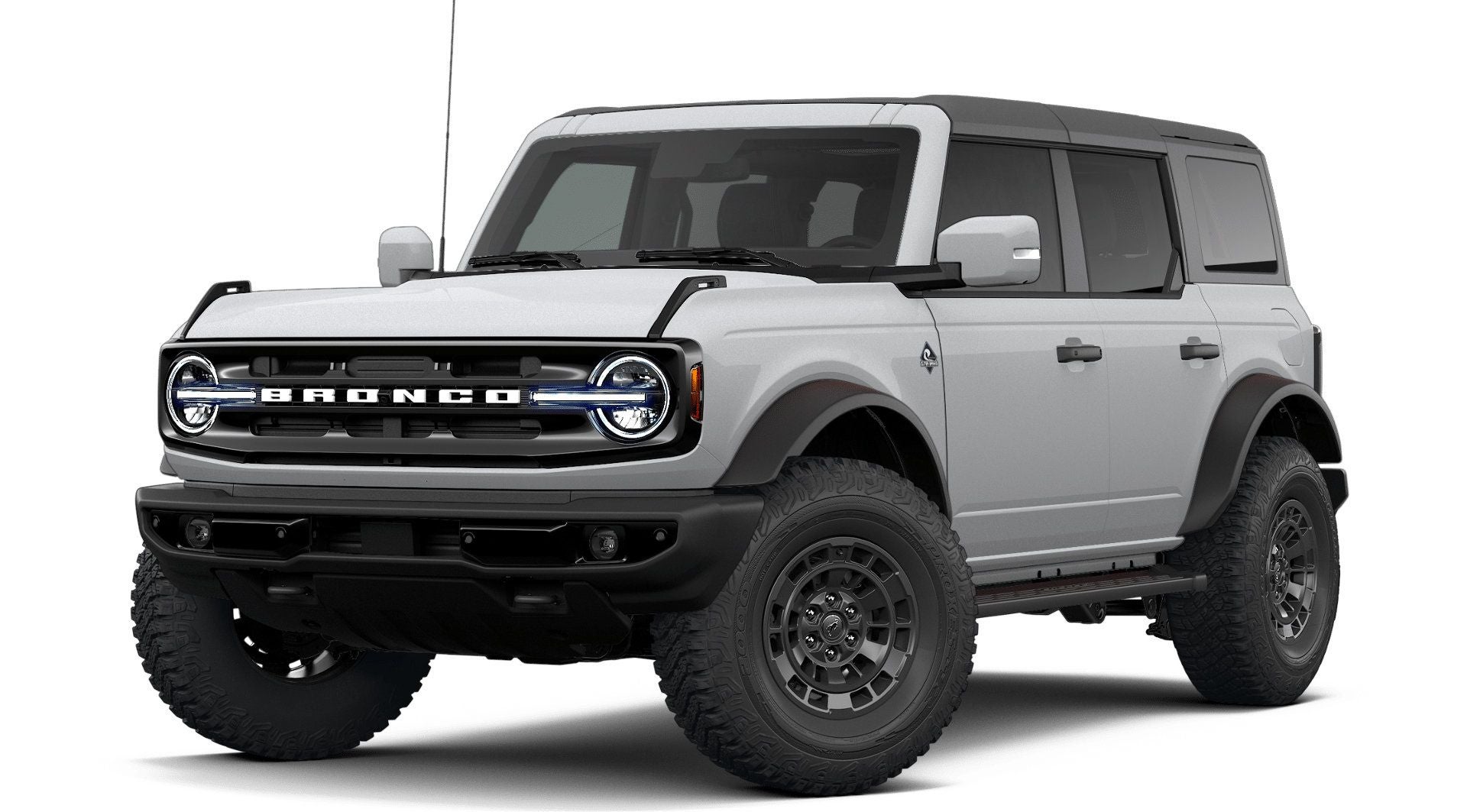 2026 Ford Bronco Outer Banks in Avalanche Gray — front three-quarter view