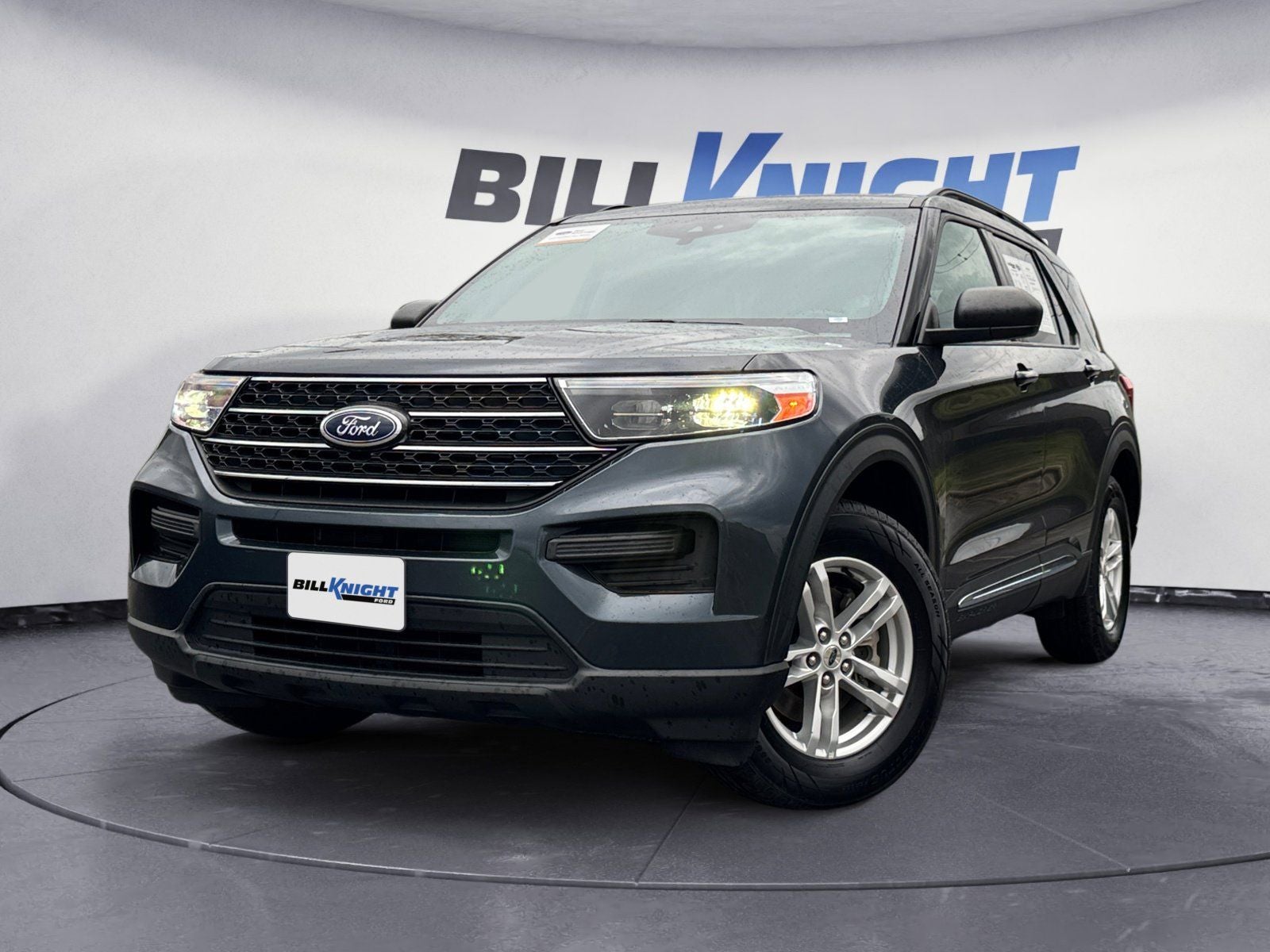 2022 Ford Explorer XLT in Blue Metallic — front three-quarter view