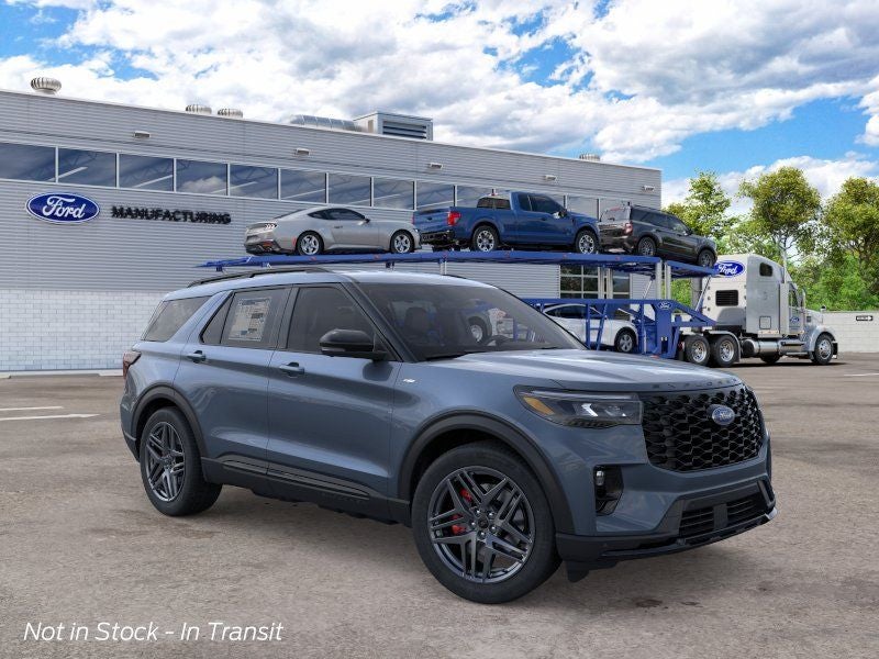 2026 Ford Explorer ST-Line in Vapor Blue Metallic — front three-quarter view