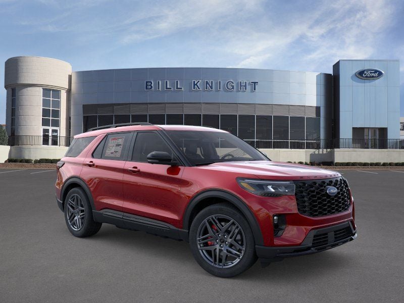 2026 Ford Explorer ST in Rapid Red Metallic Tinted Clearcoat — front three-quarter view