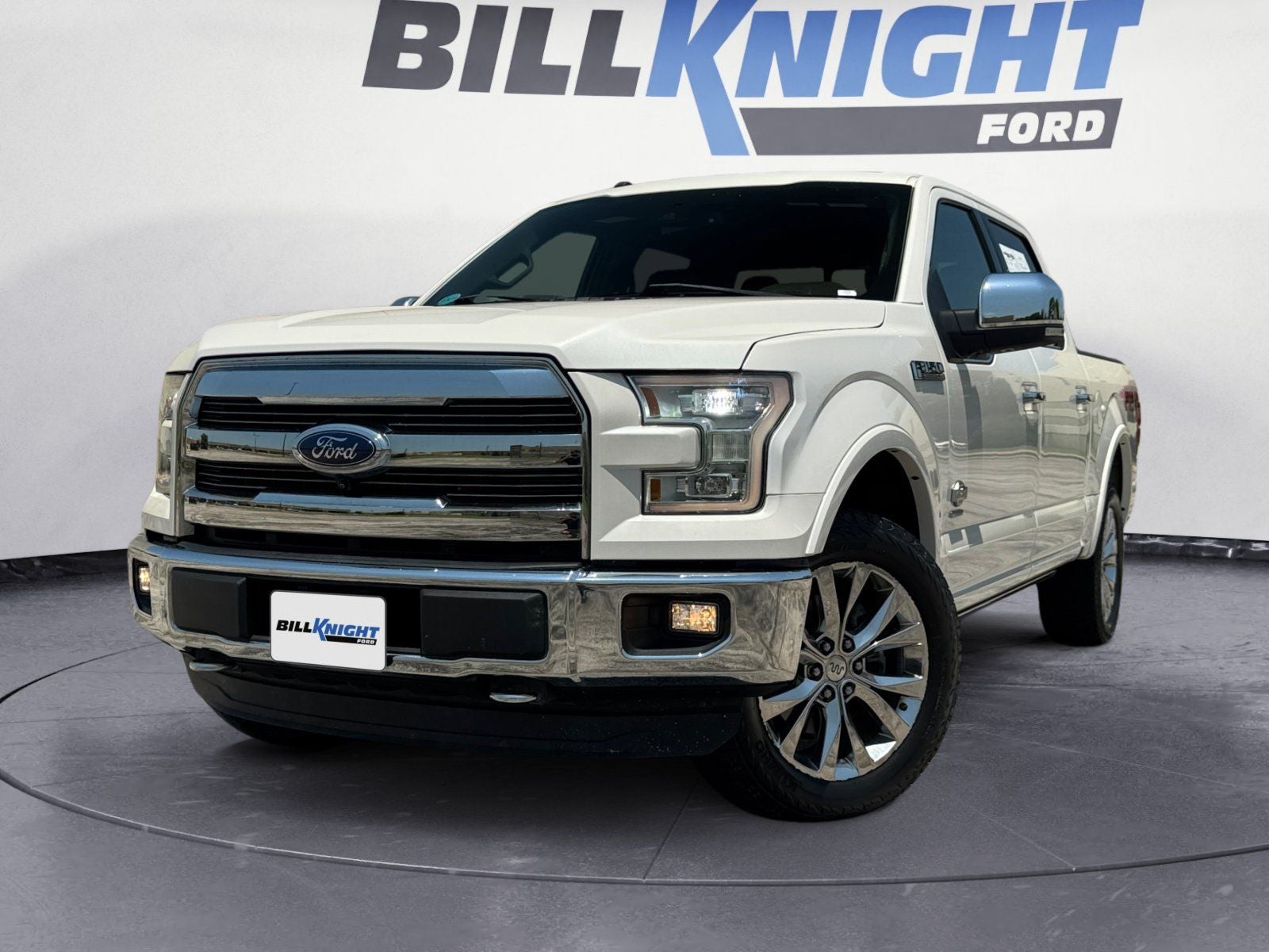 2016 Ford F-150 King Ranch in White Platinum Clearcoat Metallic — front three-quarter view