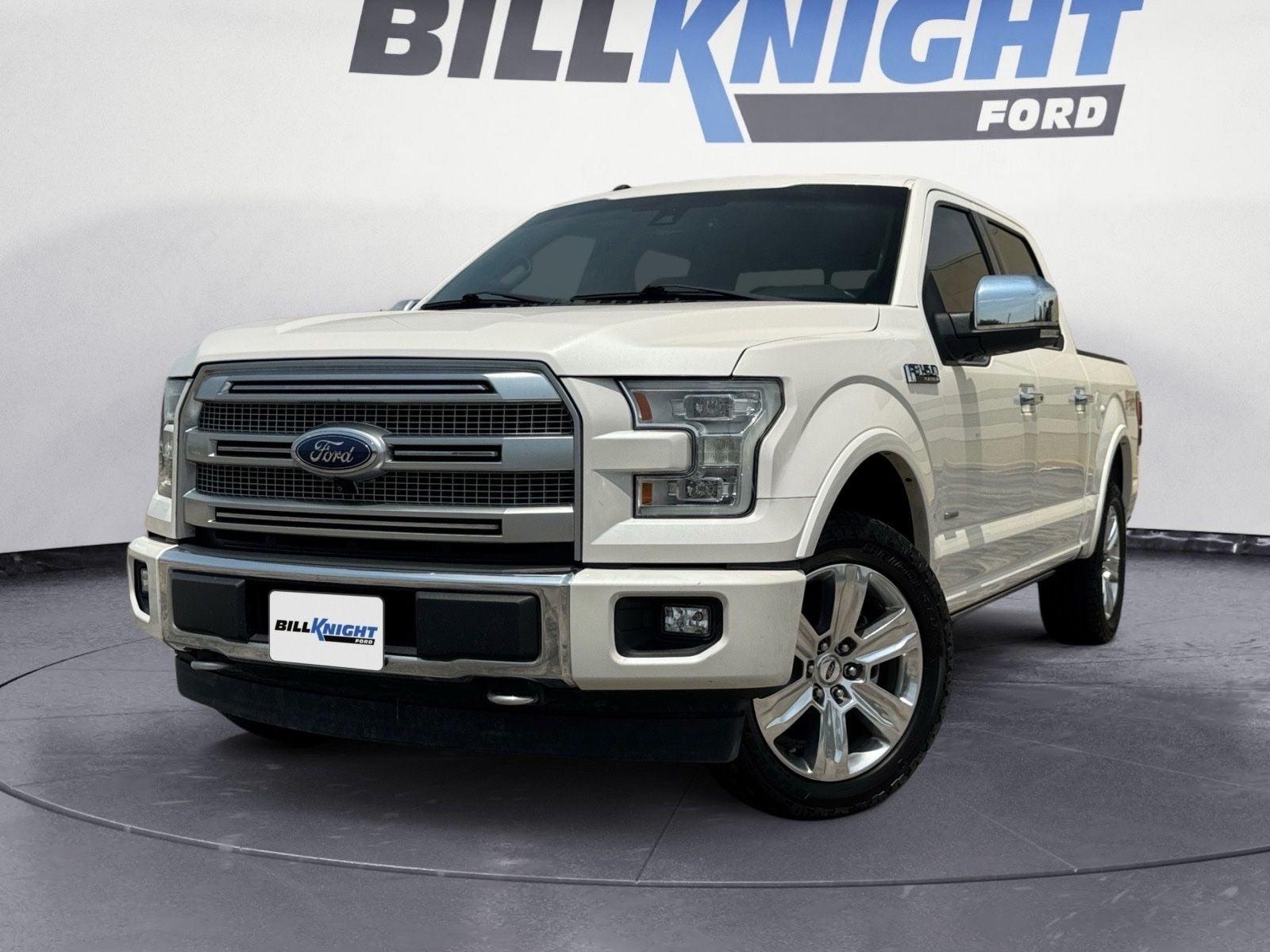 2017 Ford F-150 Platinum in White Platinum Clearcoat Metallic — front three-quarter view