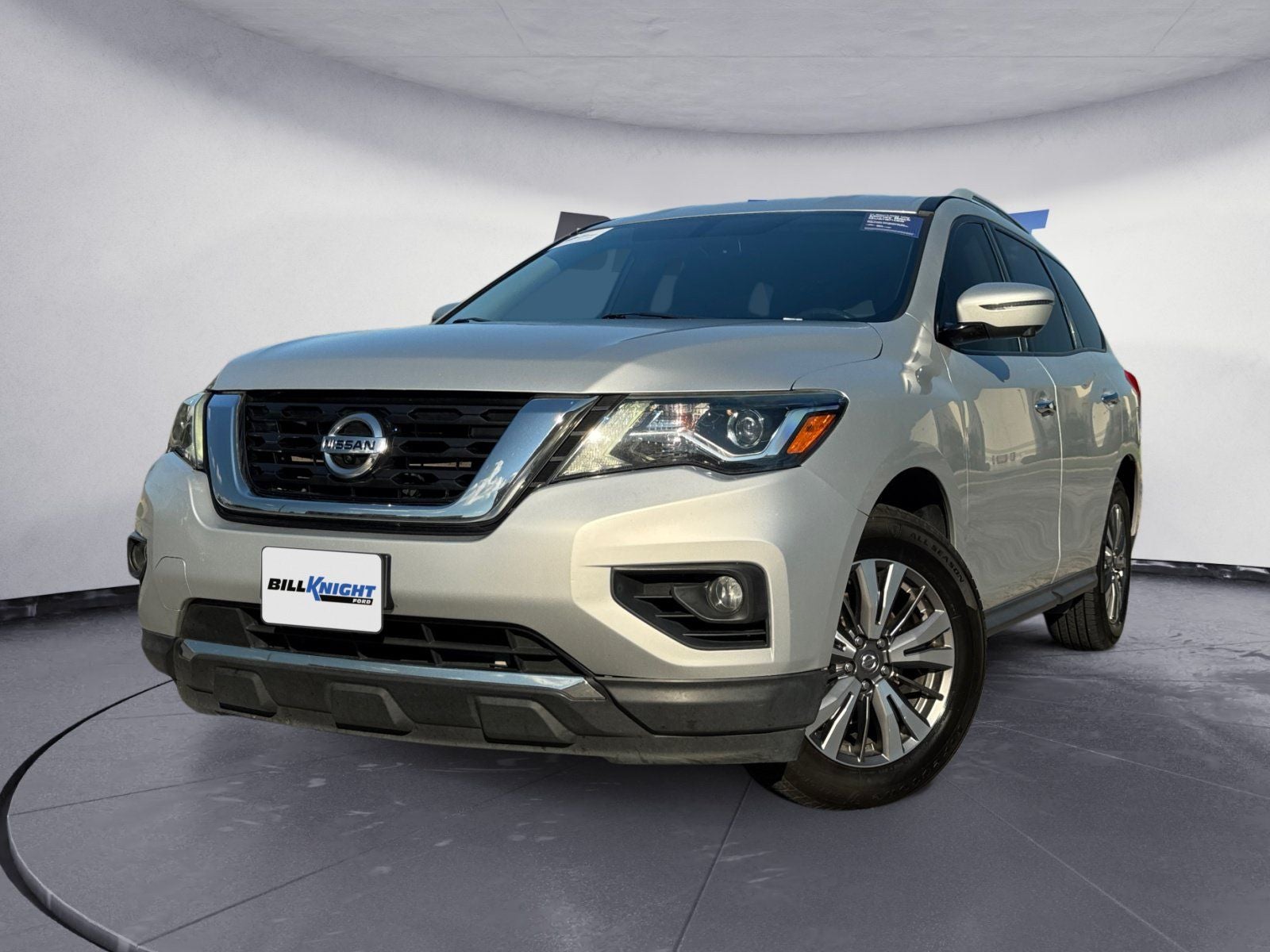 2020 Nissan Pathfinder SL in Brilliant Silver Metallic — front three-quarter view